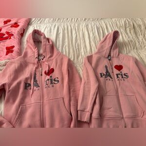 I heart Paris bling full zip sweater with Eiffel Tower zipper pull